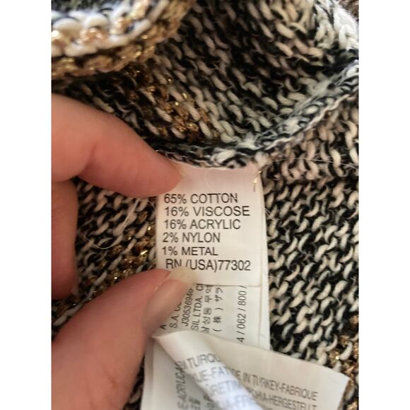 Zara Knit Black/White/Gold Sweater Sz Small - Picture 5 of 10